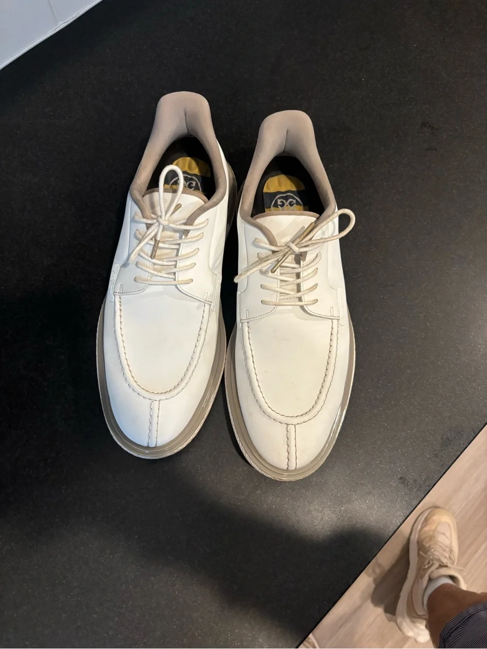G/FORE Men's White Sneakers with Taupe Accents